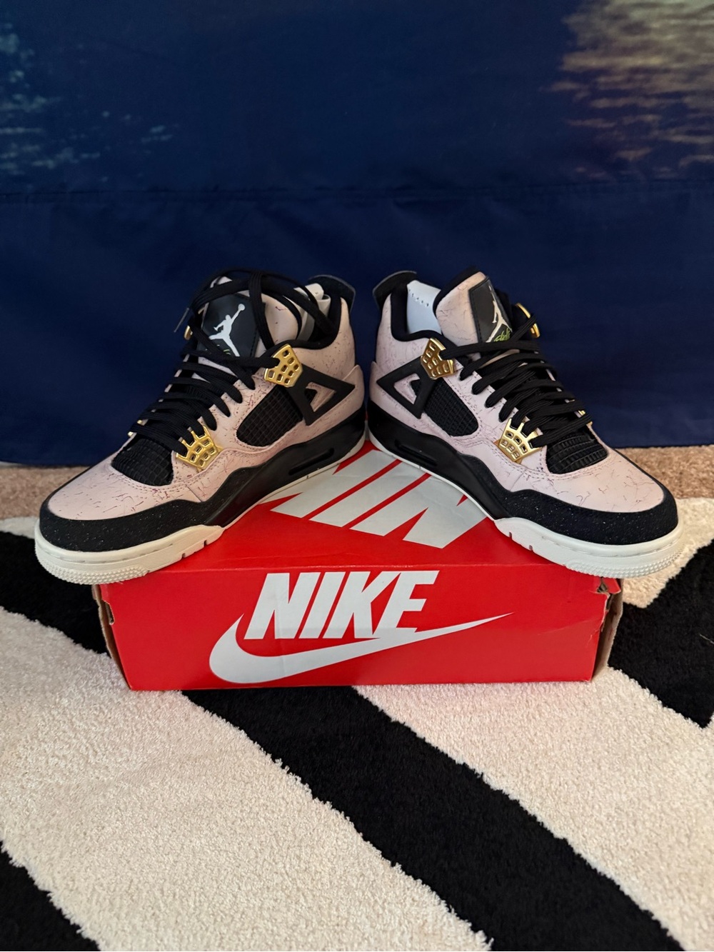 Brand New Never Worn Air Jordan Retro 4 Pink and Black Sneakers in Silt Red